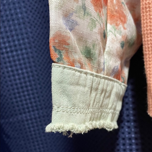 POL Green and Orange Colorblock Blouse - Picture 7 of 16